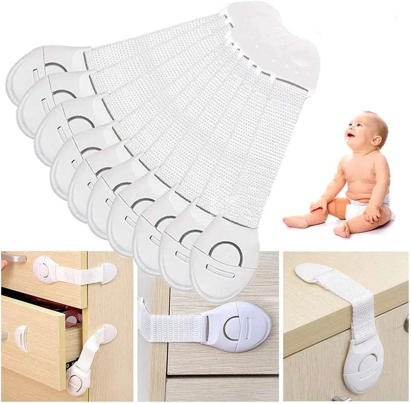 10Pcs Adjustable Baby Safety Locks Straps Latches for Kids Proofing Cabinets
