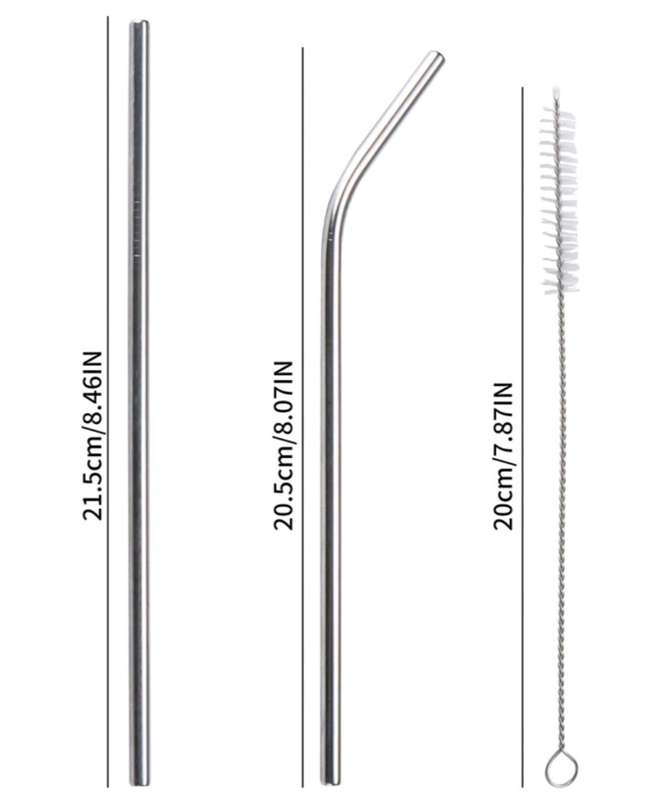 Reusable Stainless Steel Straws,12 Pack 8.46" Ultra Long Reusable Metal Drinking Straws