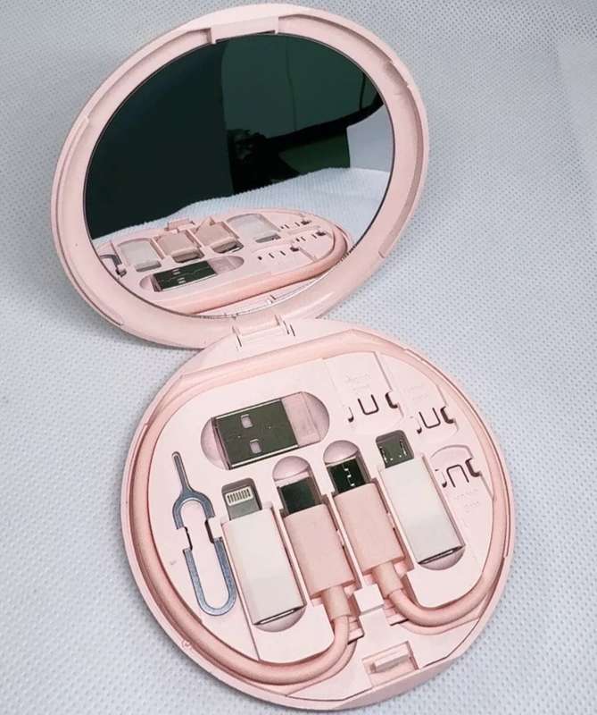 Multi-in-One 60W Fast Charging Type-C Data Cable Storage Box with Mirror  Android & USB Compatible