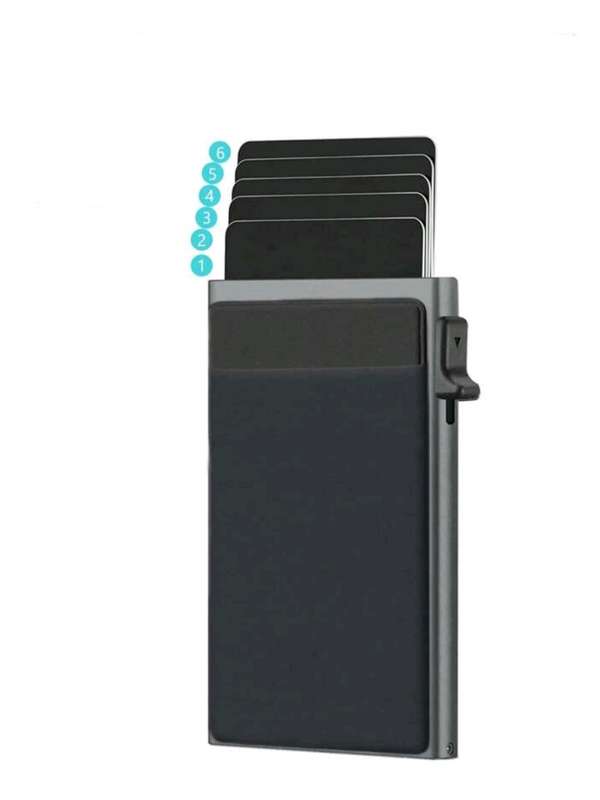Pop-up Card Holder for Men Multi Card Slots Design Push Up Slim Wallet with Cash Pouch RFID-Blocking