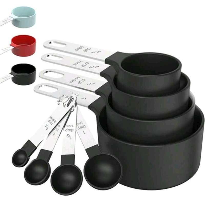 8PCS Measuring Cups and Spoons Set, Stainless Steel Handle Stackable Measuring Spoon Set