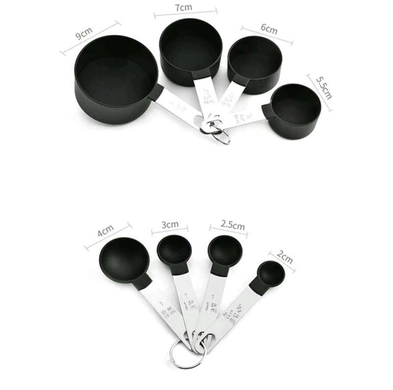 8PCS Measuring Cups and Spoons Set, Stainless Steel Handle Stackable Measuring Spoon Set