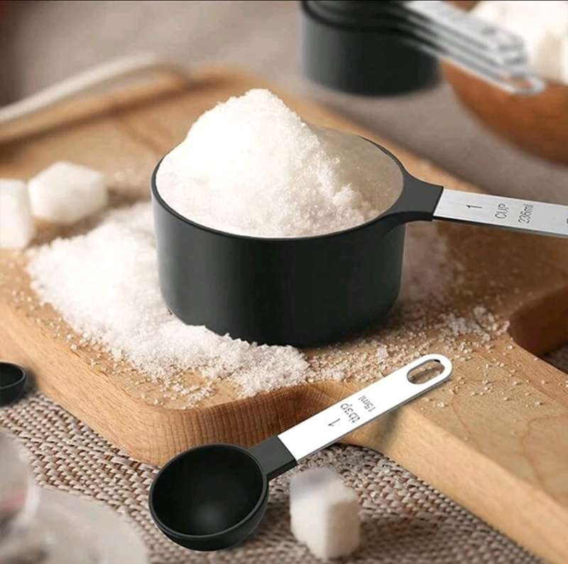 8PCS Measuring Cups and Spoons Set, Stainless Steel Handle Stackable Measuring Spoon Set