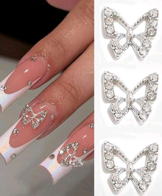 30 Pcs Butterfly Nail Charms - Metal Small Cute and Glittery 3D Acrylic Gems for Stunning Nail
