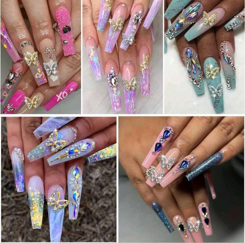 30 Pcs Butterfly Nail Charms - Metal Small Cute and Glittery 3D Acrylic Gems for Stunning Nail