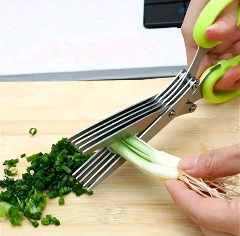 1pc 5 Layers Stainless Steel Kitchen Shears - Perfect for Chopping Green Onions, Vegetables, Herbs