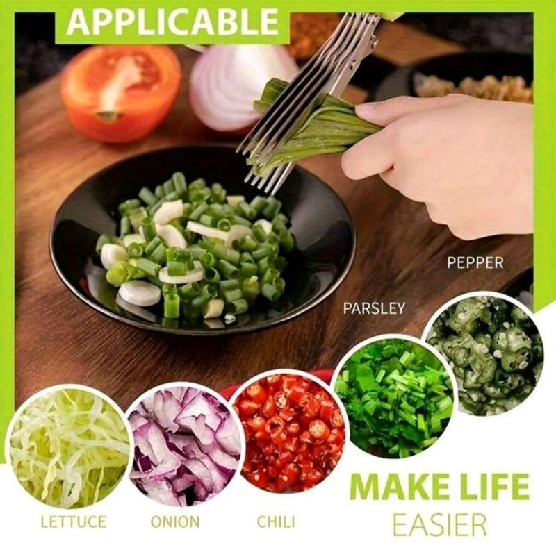 1pc 5 Layers Stainless Steel Kitchen Shears - Perfect for Chopping Green Onions, Vegetables, Herbs