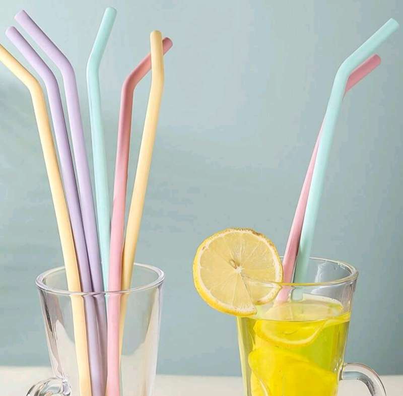 4Pcs Reusable Silicone Straws Set Easy to Clean Bend Colorful Heat-resistant Easy to Clean