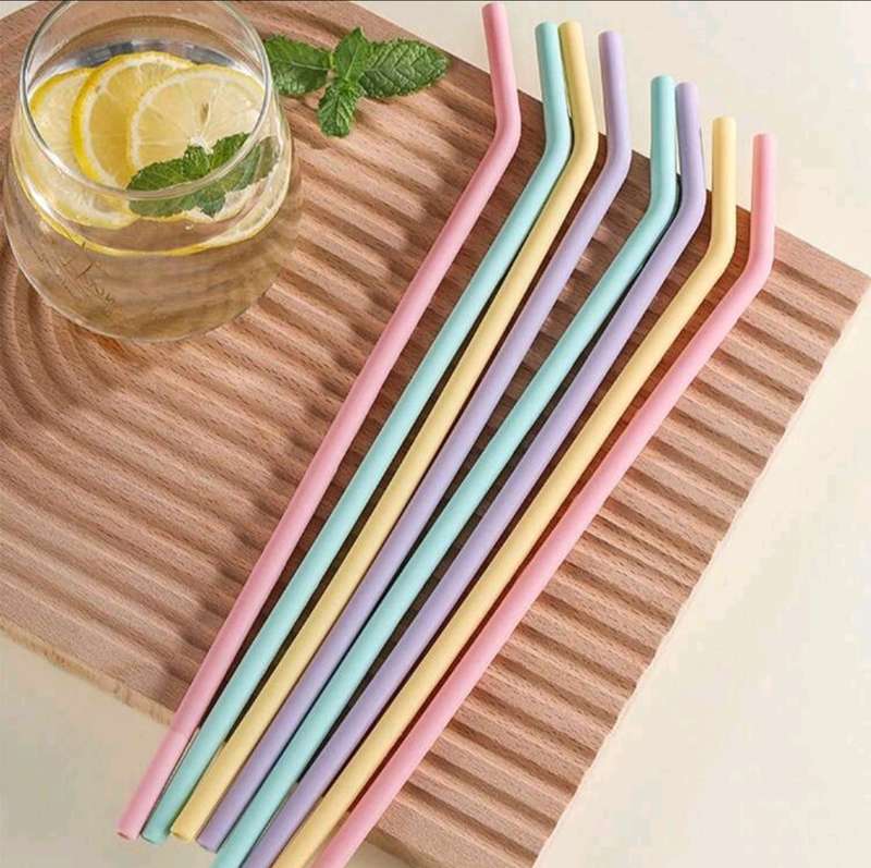 4Pcs Reusable Silicone Straws Set Easy to Clean Bend Colorful Heat-resistant Easy to Clean