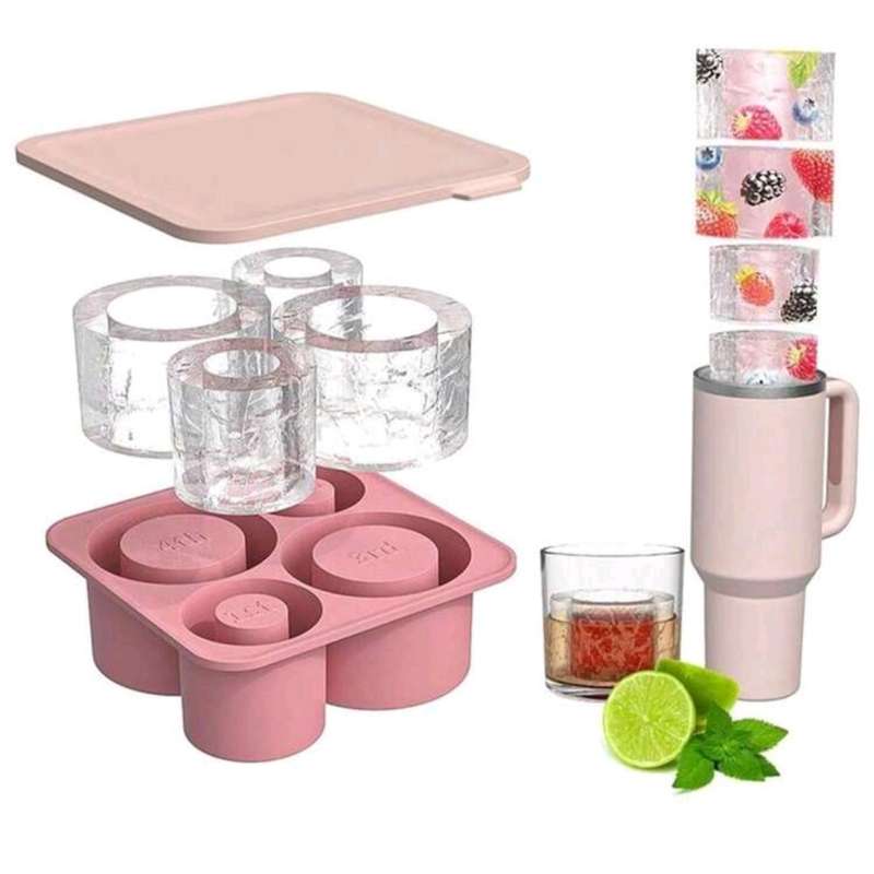 Silicone Ice Cube Tray with Lid for Stanly Cup, Tumbler Ice Mould, Cylinder Silicone Ice Cub