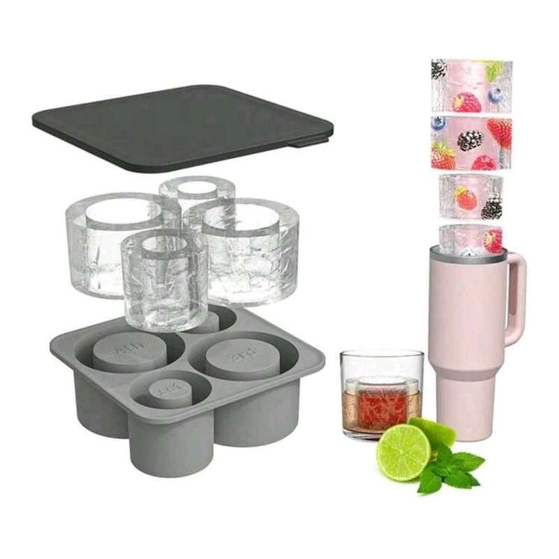 Silicone Ice Cube Tray with Lid for Stanly Cup, Tumbler Ice Mould, Cylinder Silicone Ice Cub
