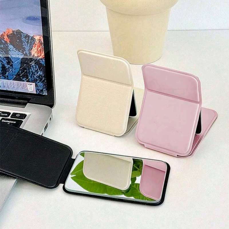 Compact Makeup Mirror for Vanity, Small Folding Mirror, Handheld, 10 x 7 cm, Pink
