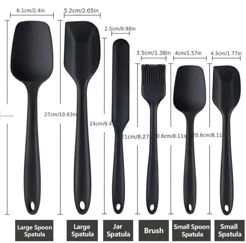 Lychico Silicone Set (6 Piece), Food Grade Rubber Spatulas for Baking, Cooking, and Mixing High Heat