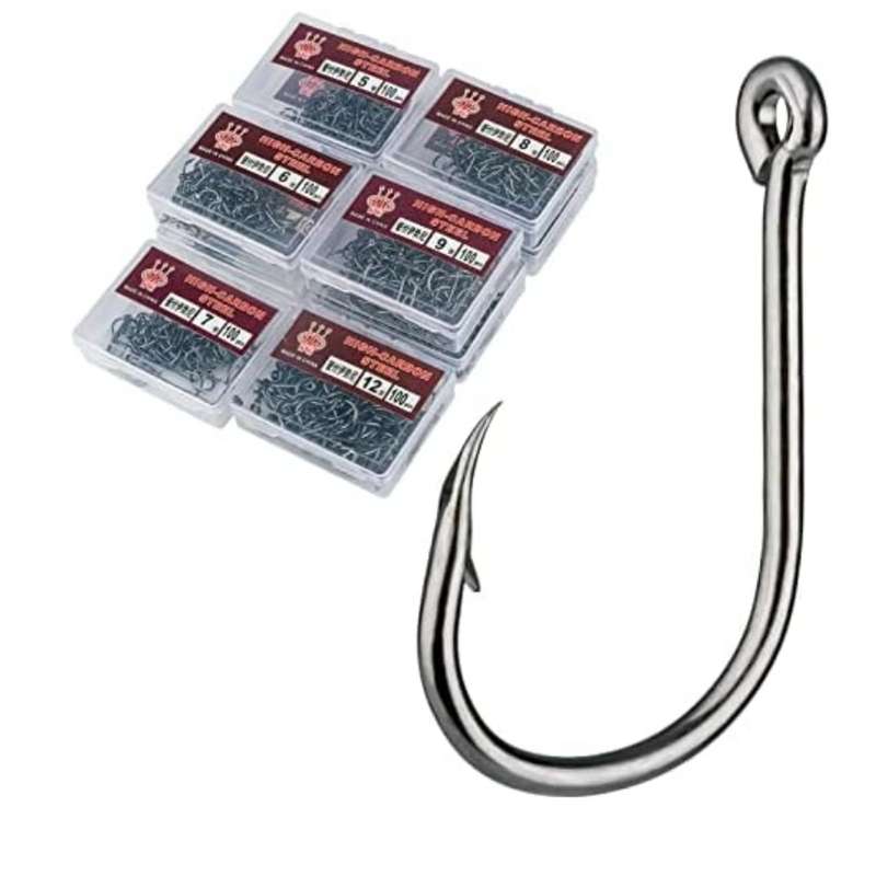 QualyQualy 1000pcs Carbon Steel Fishing Hooks W/Portable Plastic Box, Assorted Small Fishing Hooks
