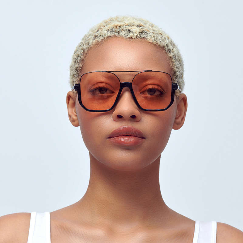 Double Bridge Square Sunglasses For Women Men Metal Frame Outdoor Sun Shades For Driving