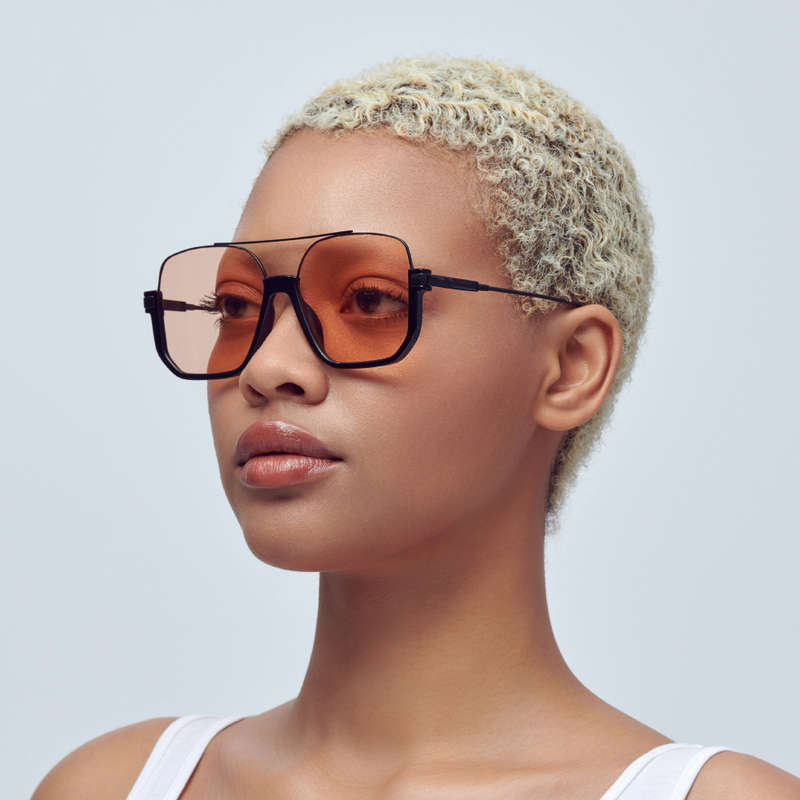 Double Bridge Square Sunglasses For Women Men Metal Frame Outdoor Sun Shades For Driving