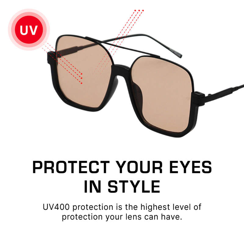 Double Bridge Square Sunglasses For Women Men Metal Frame Outdoor Sun Shades For Driving