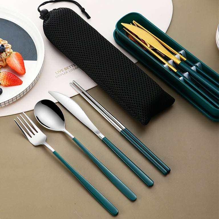 1 Set Tableware Set Food Grade Rust-proof Heat-Resistant Mirror Polish Grip Comfortable Dinning