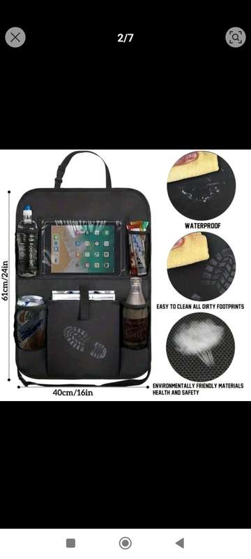 Car Backseat Organizer with 10 inch Clear Tablet Holder Waterproof Car Seat Back Protector