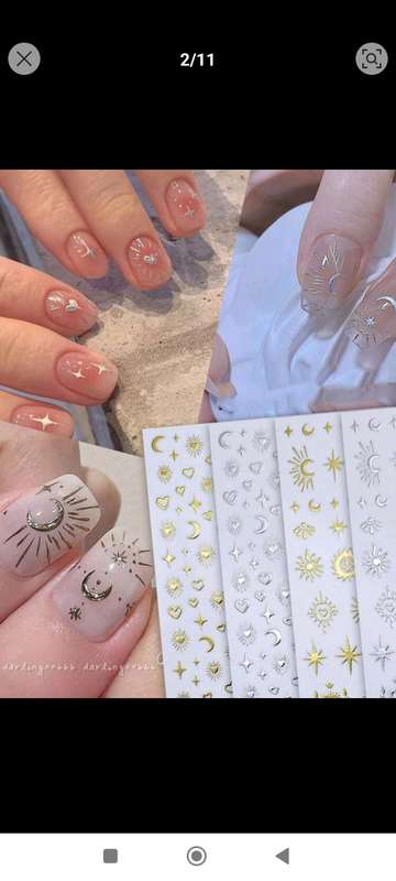 6 Sheets Bohemian Theme Nail Art Stickers  DIY Star, Moon, Heart & Pattern Designs