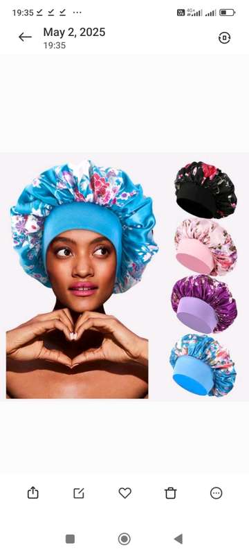 Women 4Pcs Satin Fabric Bonnet Silk Night Sleep Shower Cap Hair Head Covers