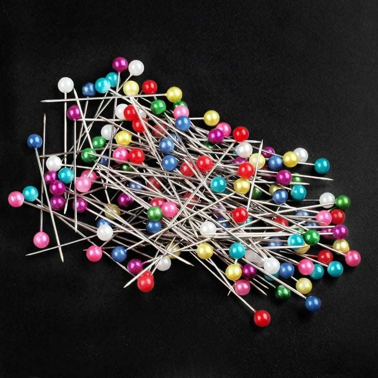 Sewing Pins Pack of 200 with 3mm Multicolor Glass Heads, 1.5 inch Straight Pins with Sharp Pointed