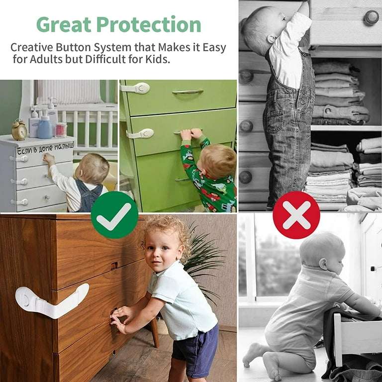 10Pcs Adjustable Baby Safety Locks Straps Latches for Kids Proofing Cabinets