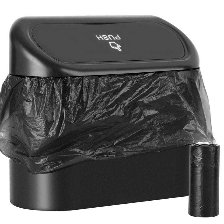 Car Trash Can Bin with Lid, Vehicle Trash Can with Trash Bags, Waterproof Mini Garbage Organizer,