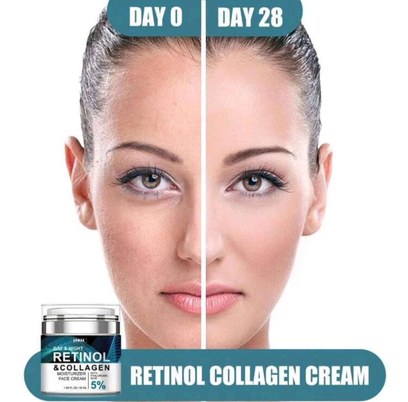Retinol Collagen Cream for Face  Anti-Aging Night Moisturiser with 5% Hyaluronic Acid