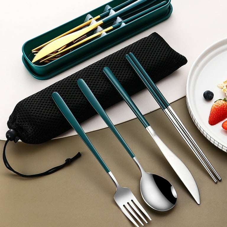 1 Set Tableware Set Food Grade Rust-proof Heat-Resistant Mirror Polish Grip Comfortable Dinning