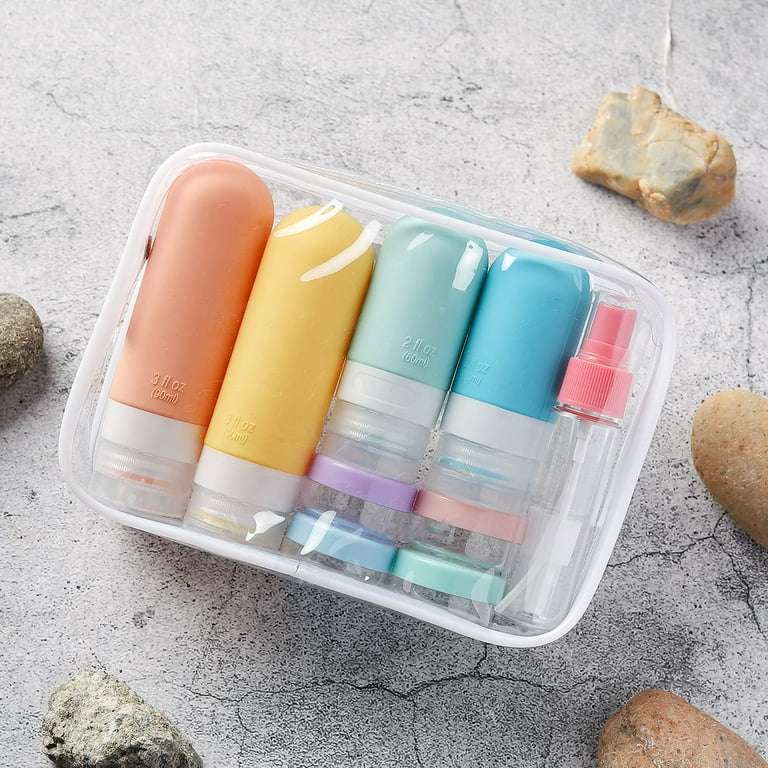 16 Pack Travel Bottles Set -Approved Leak Proof Silicone Squeezable Containers for Toiletries, Condi