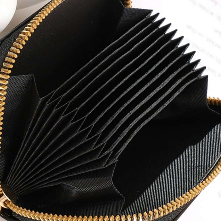Women PU Leather Crocodile Wallet Business Zipper Holder Handbag (Black)