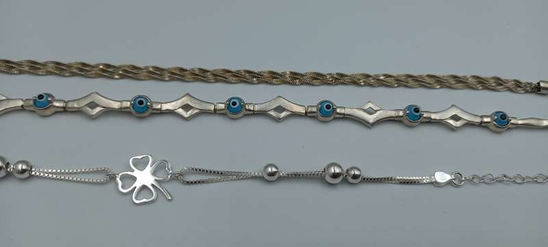 Lot of 3 Sterling Silver Bracelets