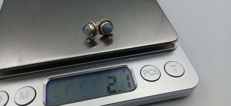 Sterling Silver Moonstone Stud Earrings