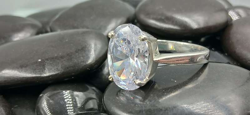 Beautiful Sterling Silver Ring With Big CZ