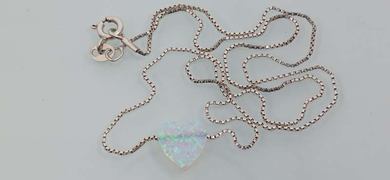 Heart Opal Sterling Silver Necklace