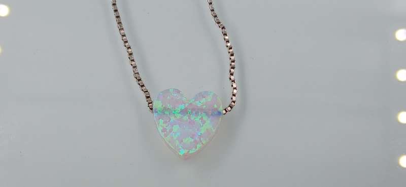 Heart Opal Sterling Silver Necklace
