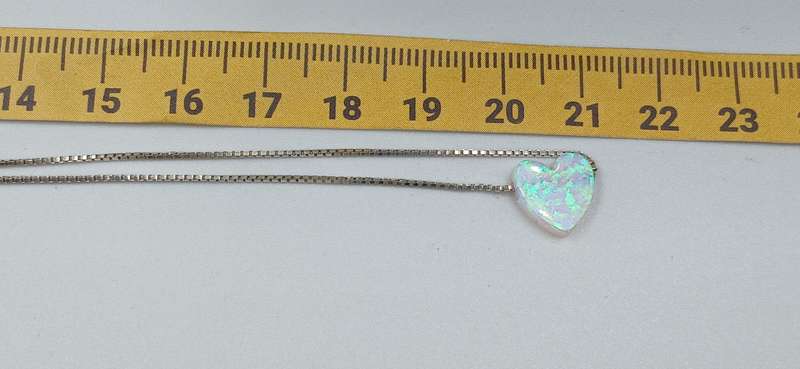 Heart Opal Sterling Silver Necklace