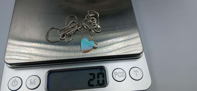 Heart Opal Sterling Silver Necklace