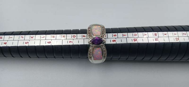Amethyst and Opal Sterling Silver Ring