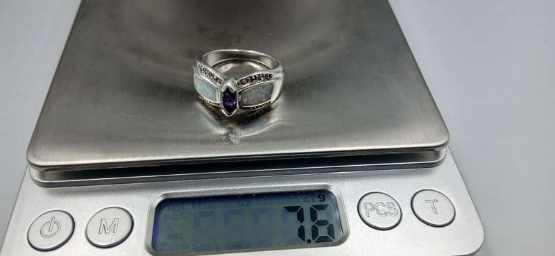 Amethyst and Opal Sterling Silver Ring