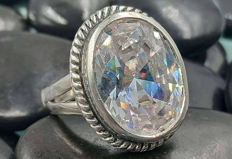 Beautiful Sterling Silver Ring With Big CZ
