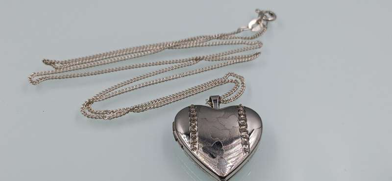 Sterling Silver Heart Locket Pendant Necklace