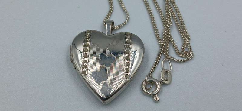Sterling Silver Heart Locket Pendant Necklace