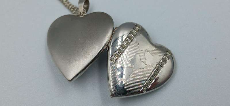 Sterling Silver Heart Locket Pendant Necklace