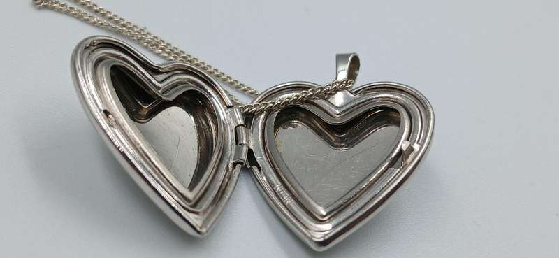 Sterling Silver Heart Locket Pendant Necklace