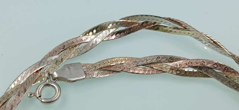 Three Tones Sterling Silver Necklace