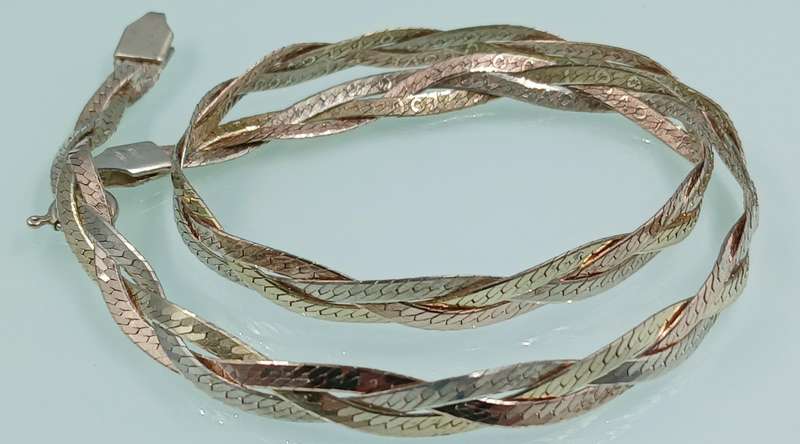 Three Tones Sterling Silver Necklace