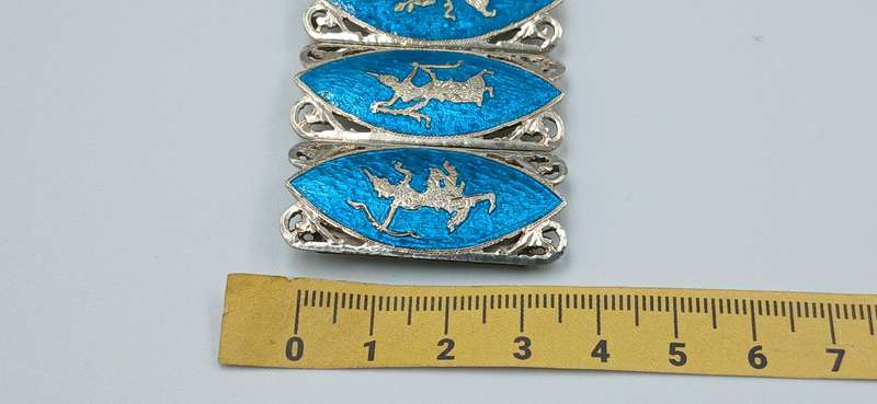 Siam Sterling Silver Blue Enamel Panel Bracelet