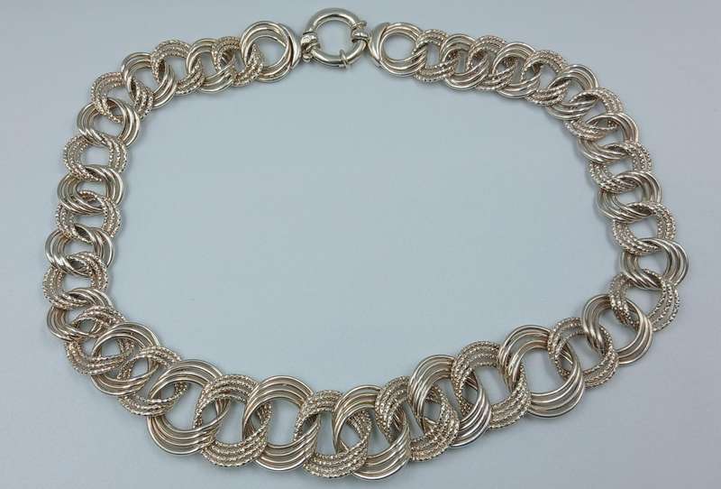 Sterling Silver Triple Circle Link Chain Necklace
